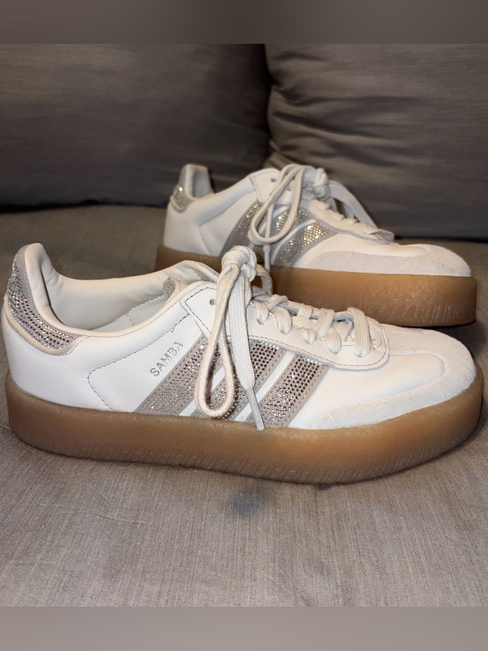adidas Wmns Sambae W 'Crystal White Silver Gum', White With Silver, Women’s 5